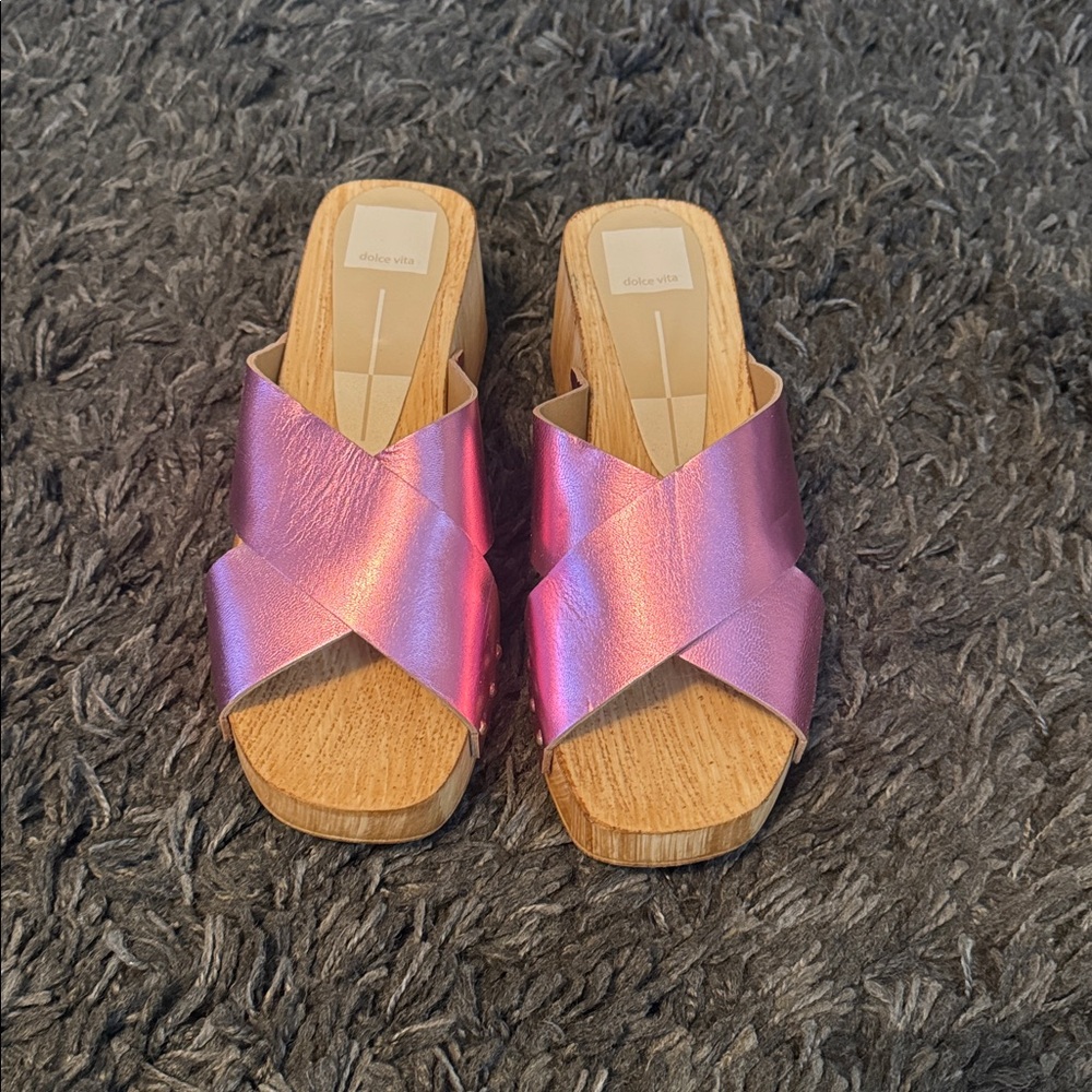 Dolce Vita Metallic Pink Slide Sandals sz 39